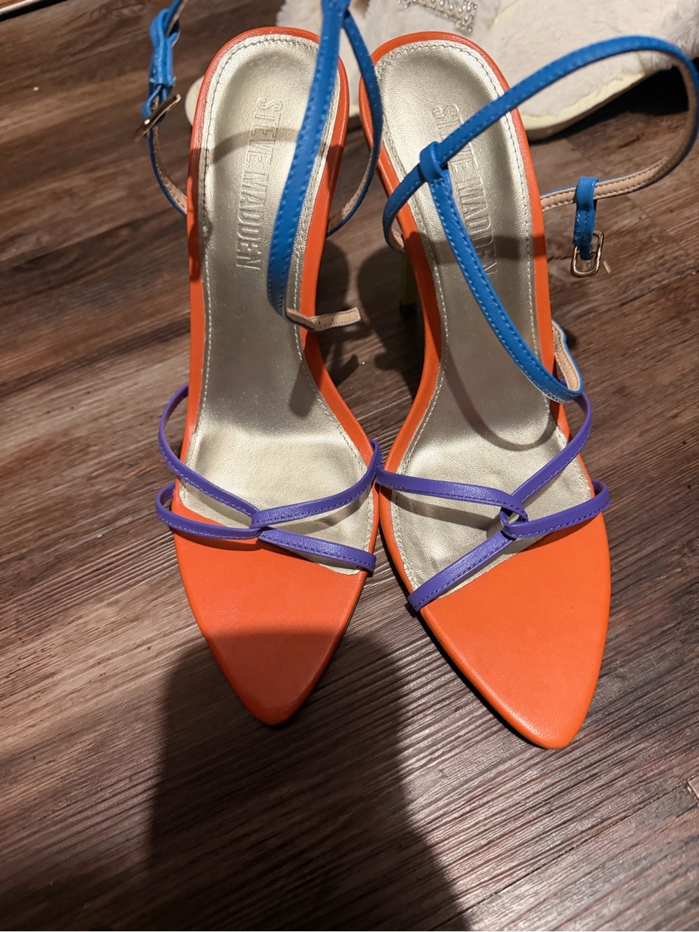 Steve Madden Orange Heels with Blue and Purple Straps